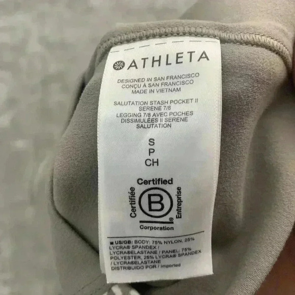 ATHLETA Salutation Stash Pocket II 7/8 Tight Womens Size Small Gray Athletic - Picture 7 of 9